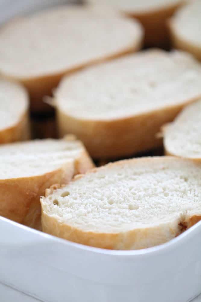 French Toast Bread laid in a 9x13 baking dish