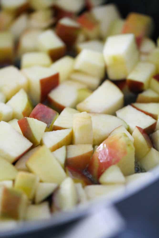 Sliced and cubed gala apples