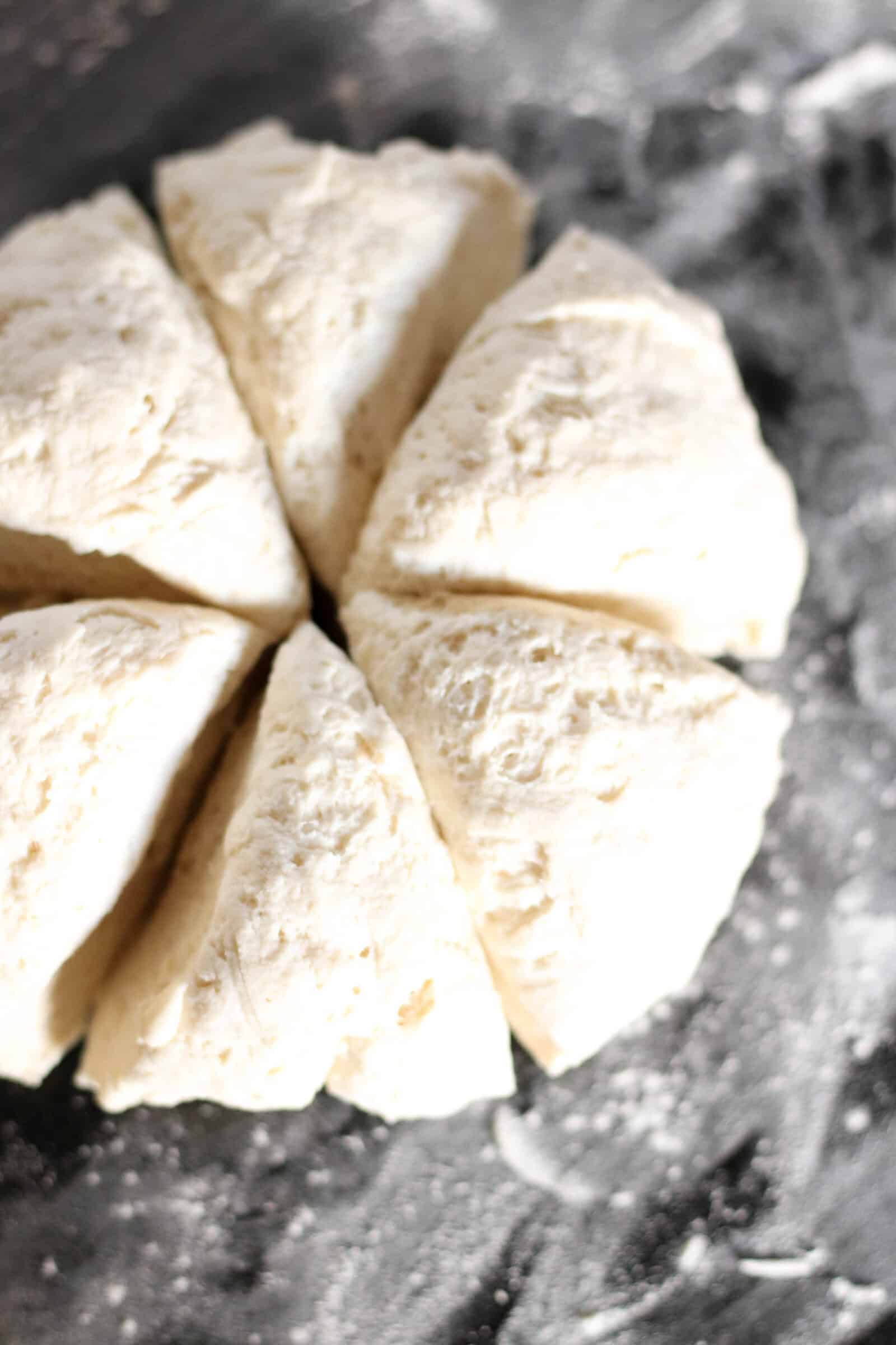 homemade naan bread dough divided