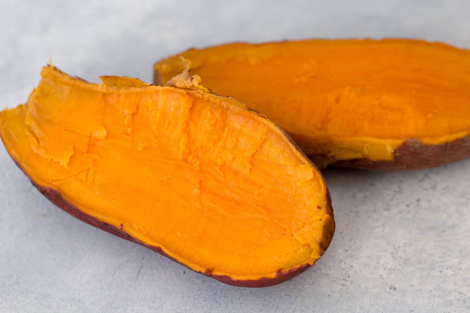 Instant Pot Baked Sweet Potato cut in half