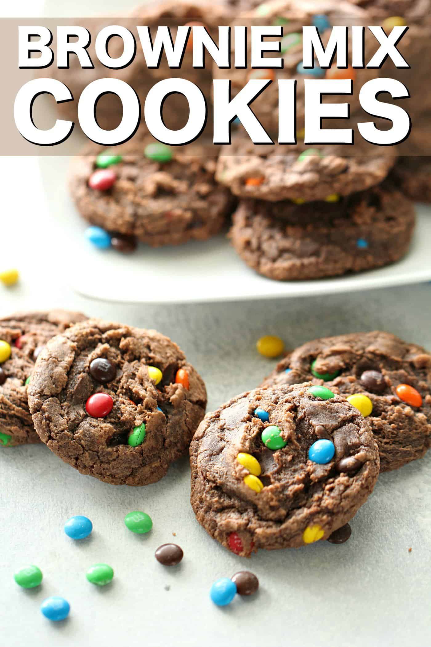 Brownie Mix Cookies on a counter top
