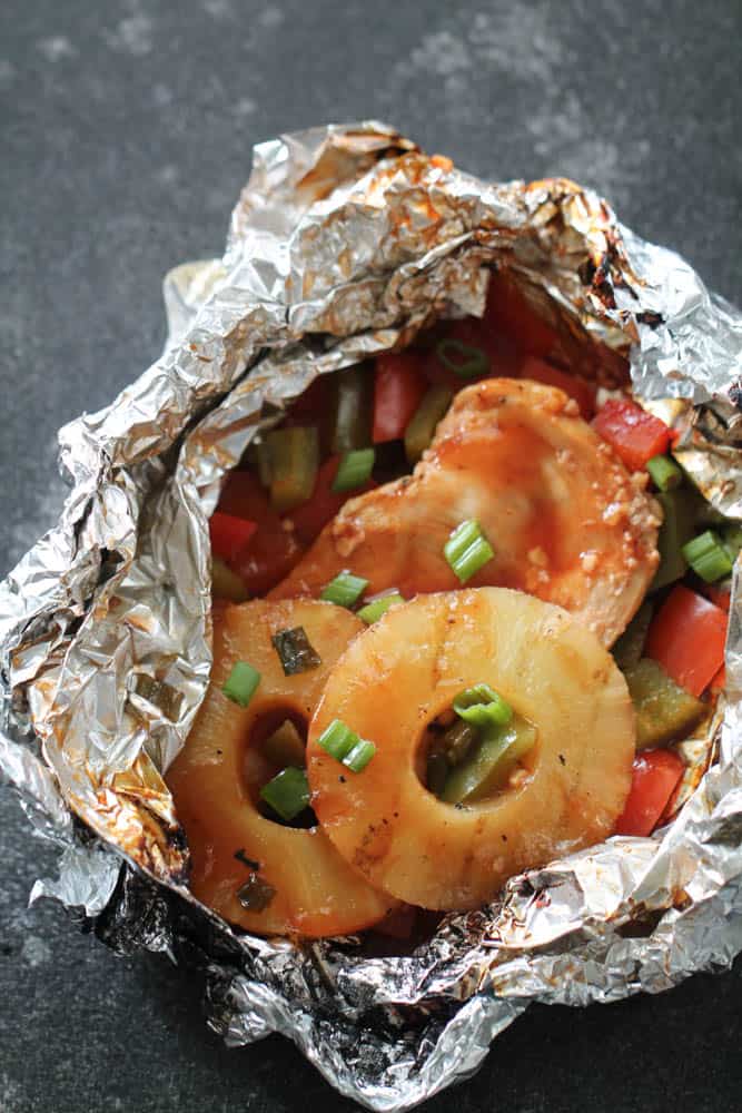 Pineapple BBQ Chicken Foil Pack Dinner