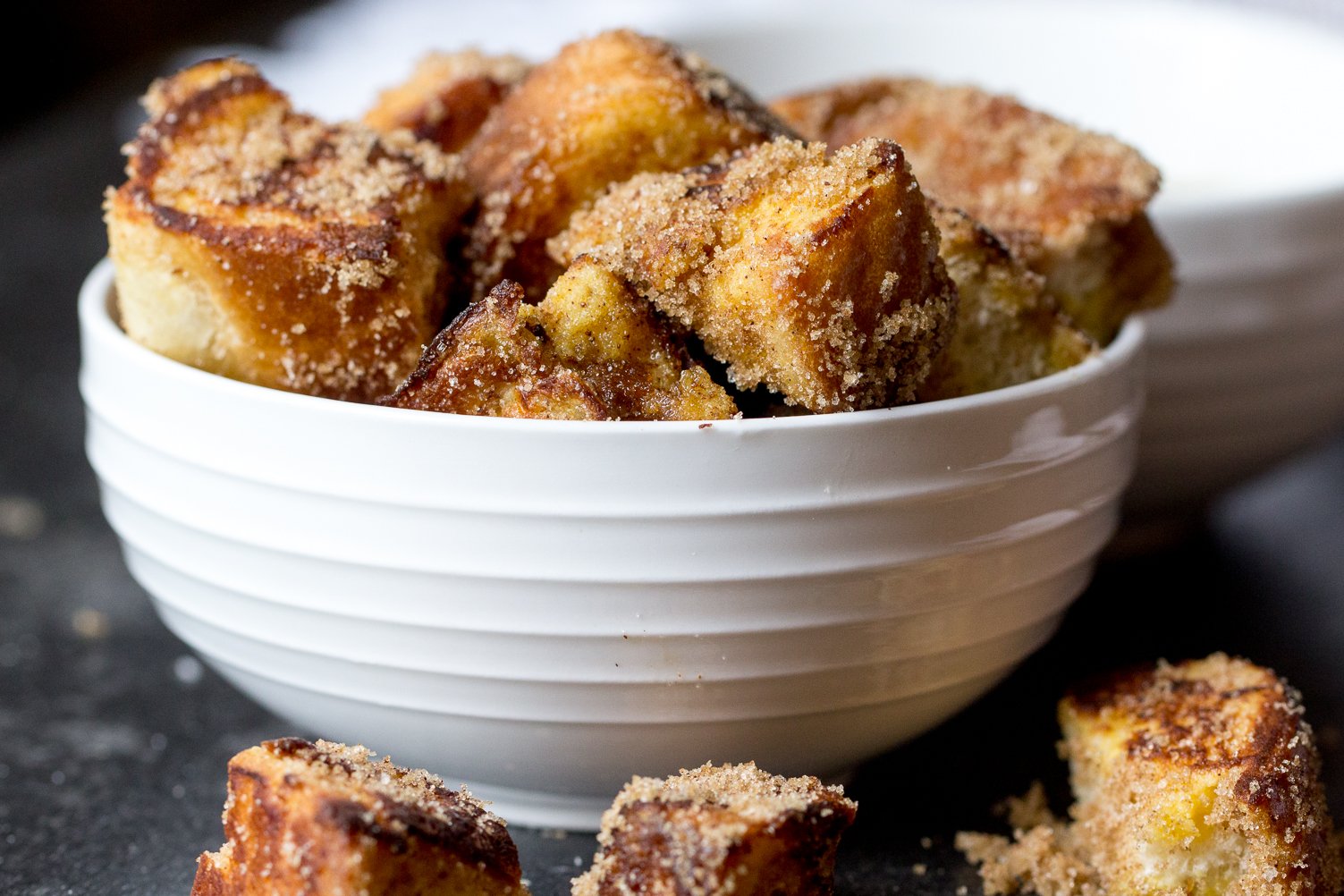Cinnamon French Toast Bites in a bowl