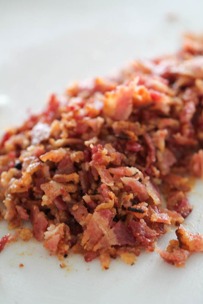 Chopped up cooked bacon