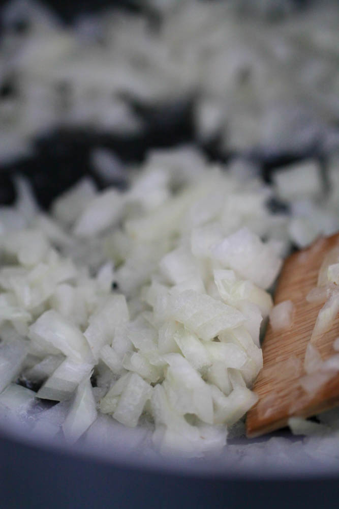 Diced Onion in pan