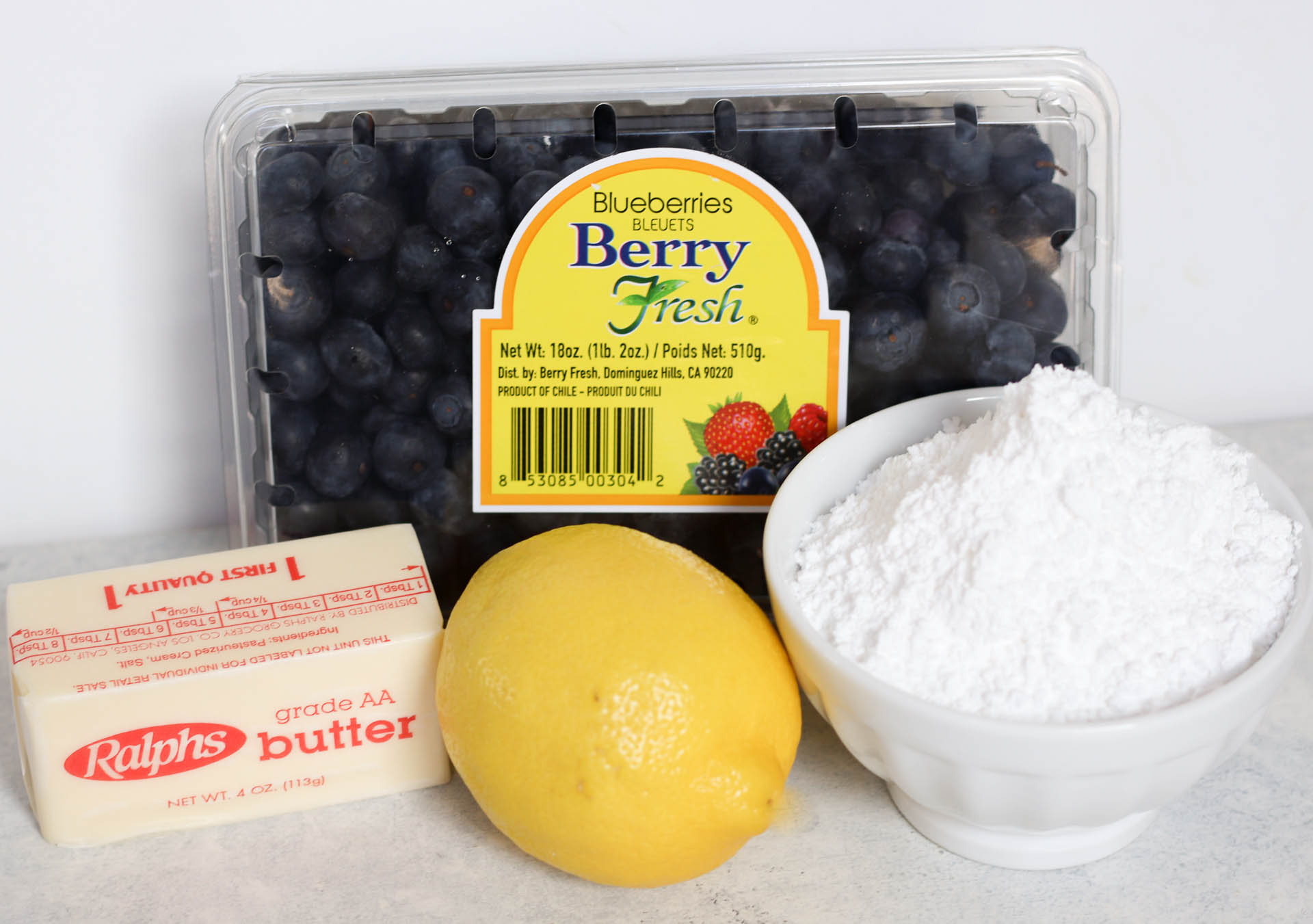 Ingredients for blueberry frosting