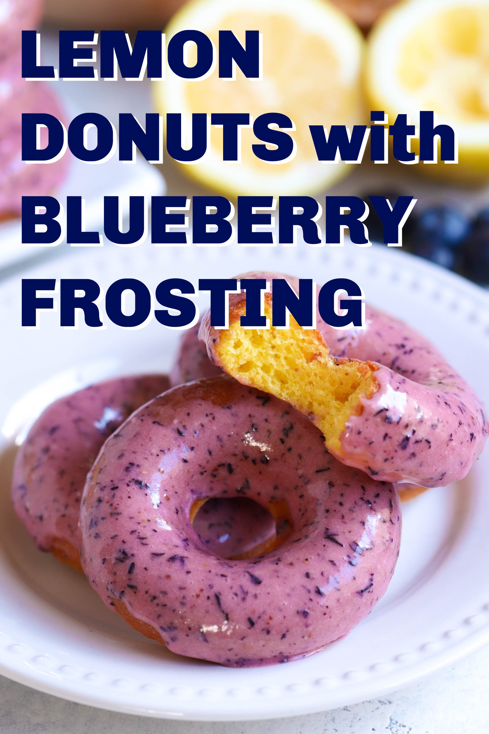 Lemon Donuts with Blueberry Frosting