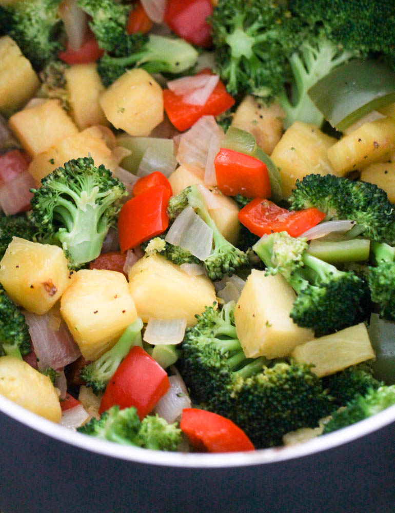 Stir Fry veggies in a large pan
