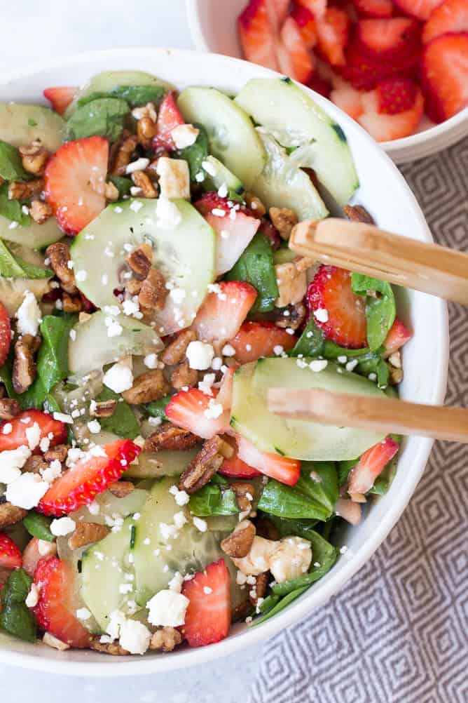 Spinach Cucumber Strawberry Salad