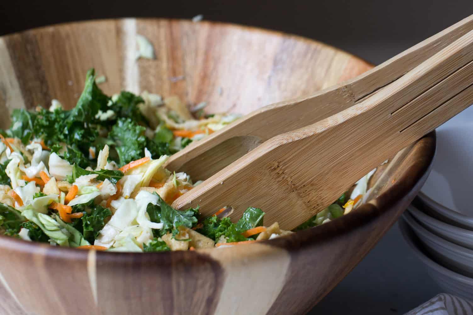 Mixing Bowl full of Asian Chopped Chicken Salad 