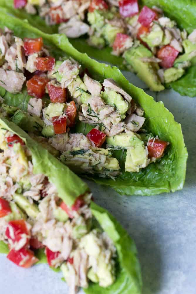 Avocado Tuna Lettuce Wraps