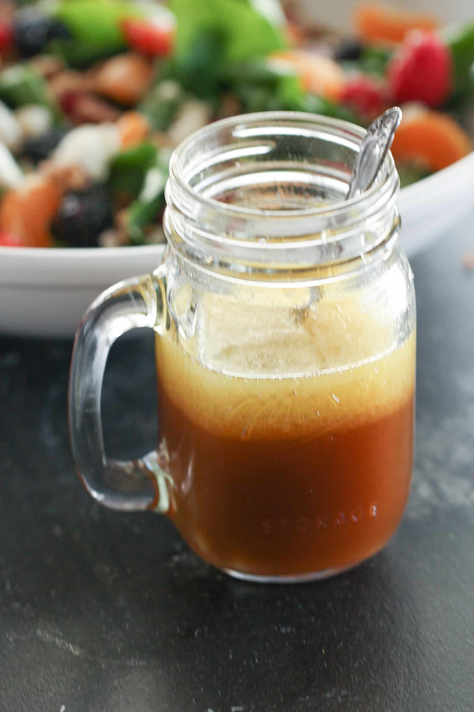 Homemade salad dressing in a jar