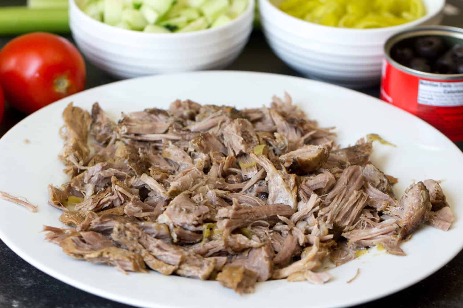 Shredded Kalua Pork on a white3 plate