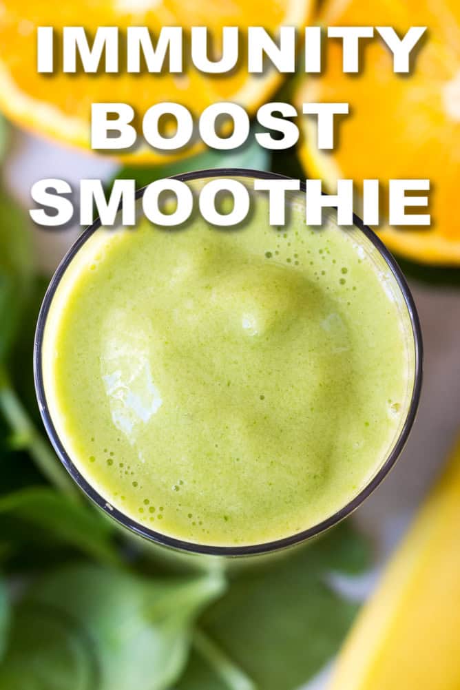 Top view of Healthy Immunity Boost Smoothie in a glass