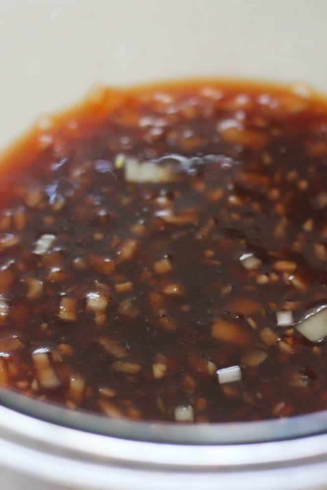 honey garlic sauce in a bowl for chicken