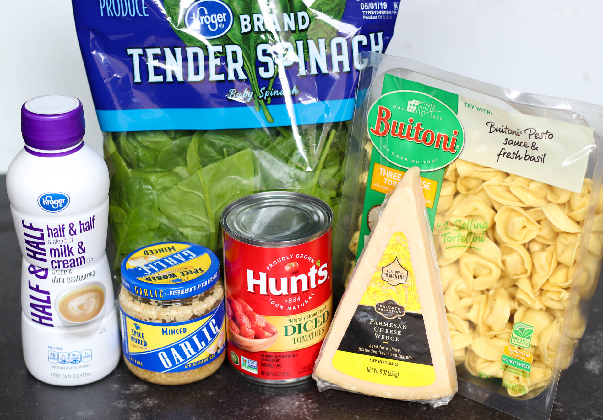 Ingredients needed for Spinach and Tomato Tortellini 