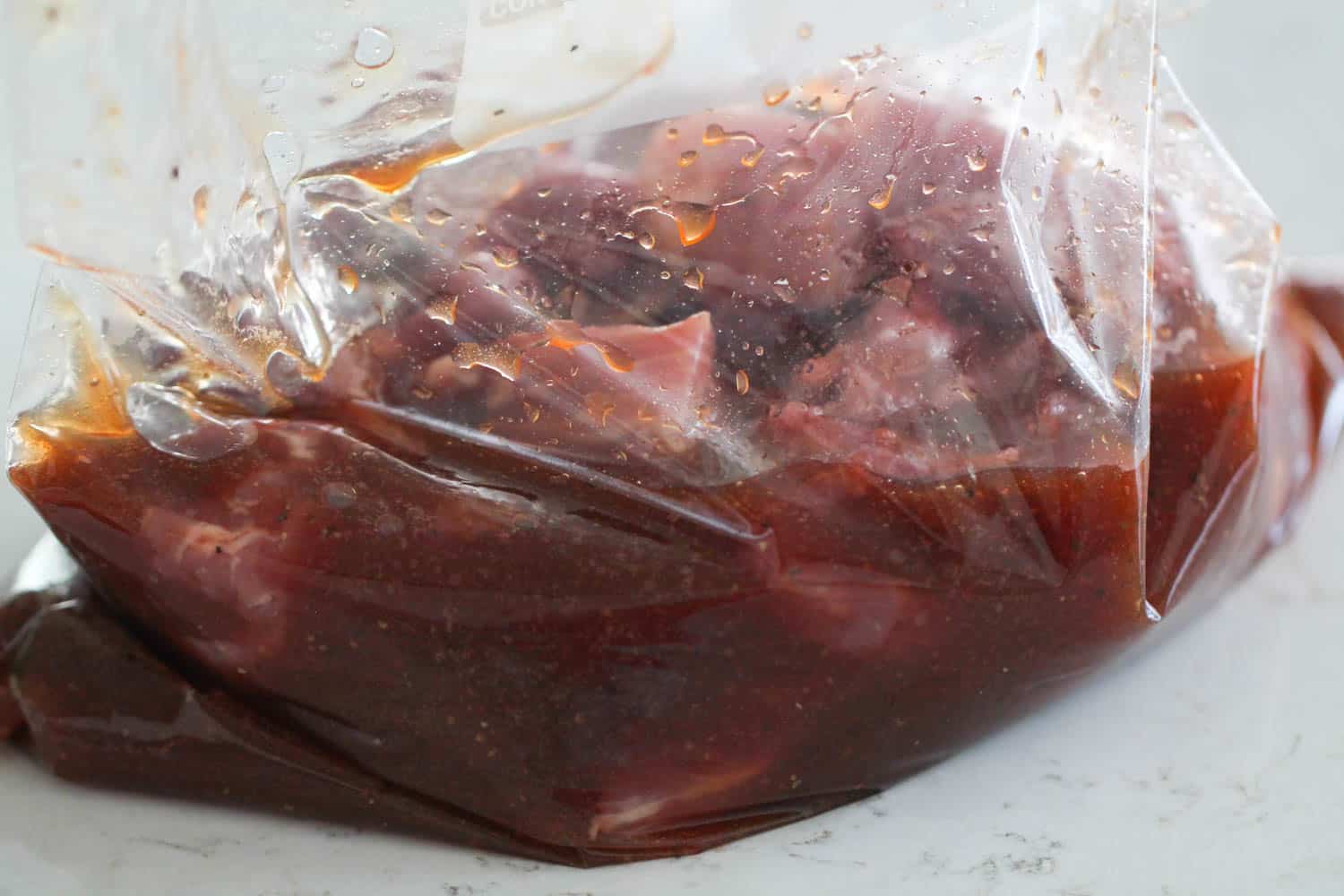 bag of pork in marinade