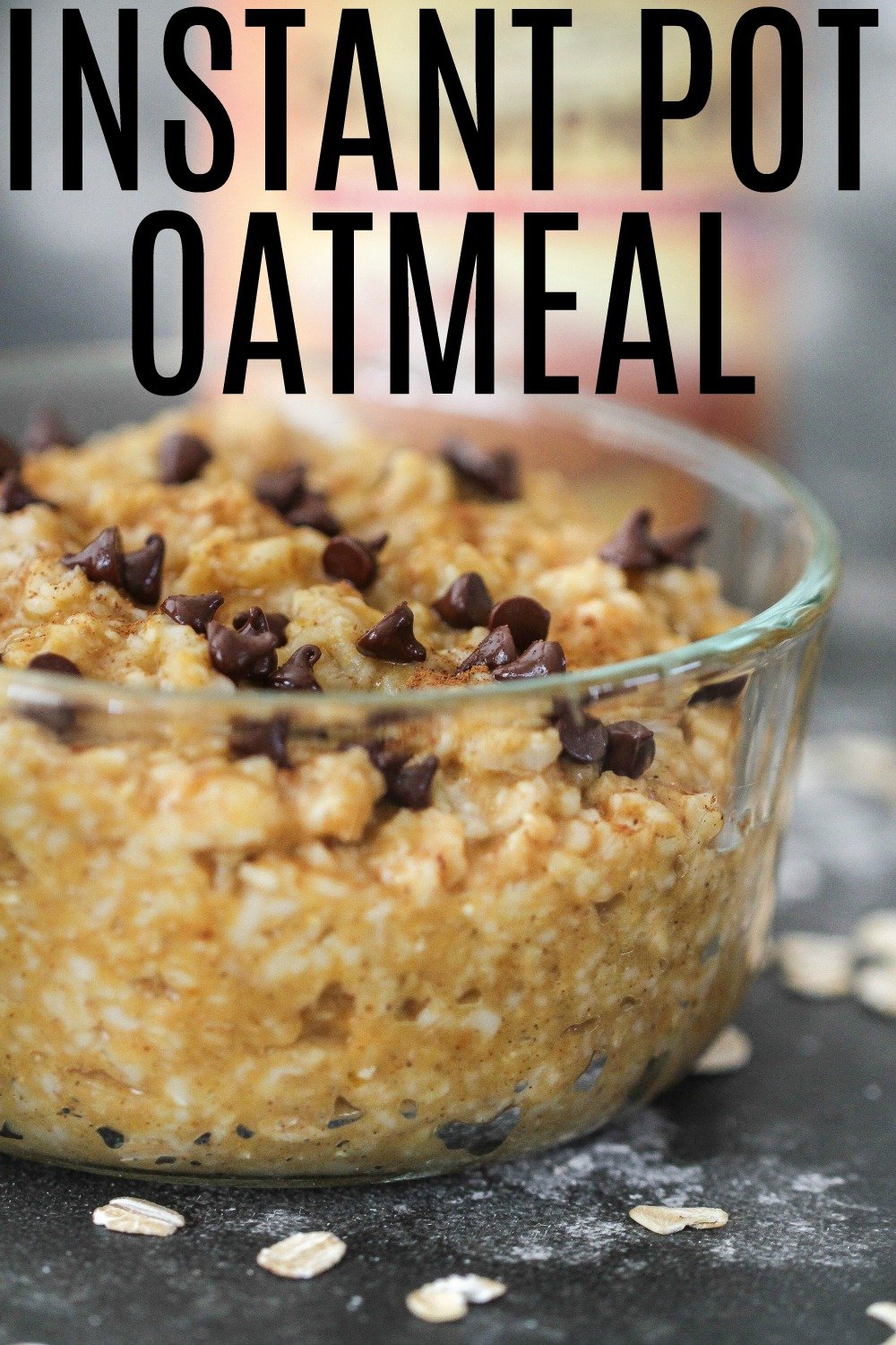 Easy Instant Pot Oatmeal in a bowl with chocolate chips