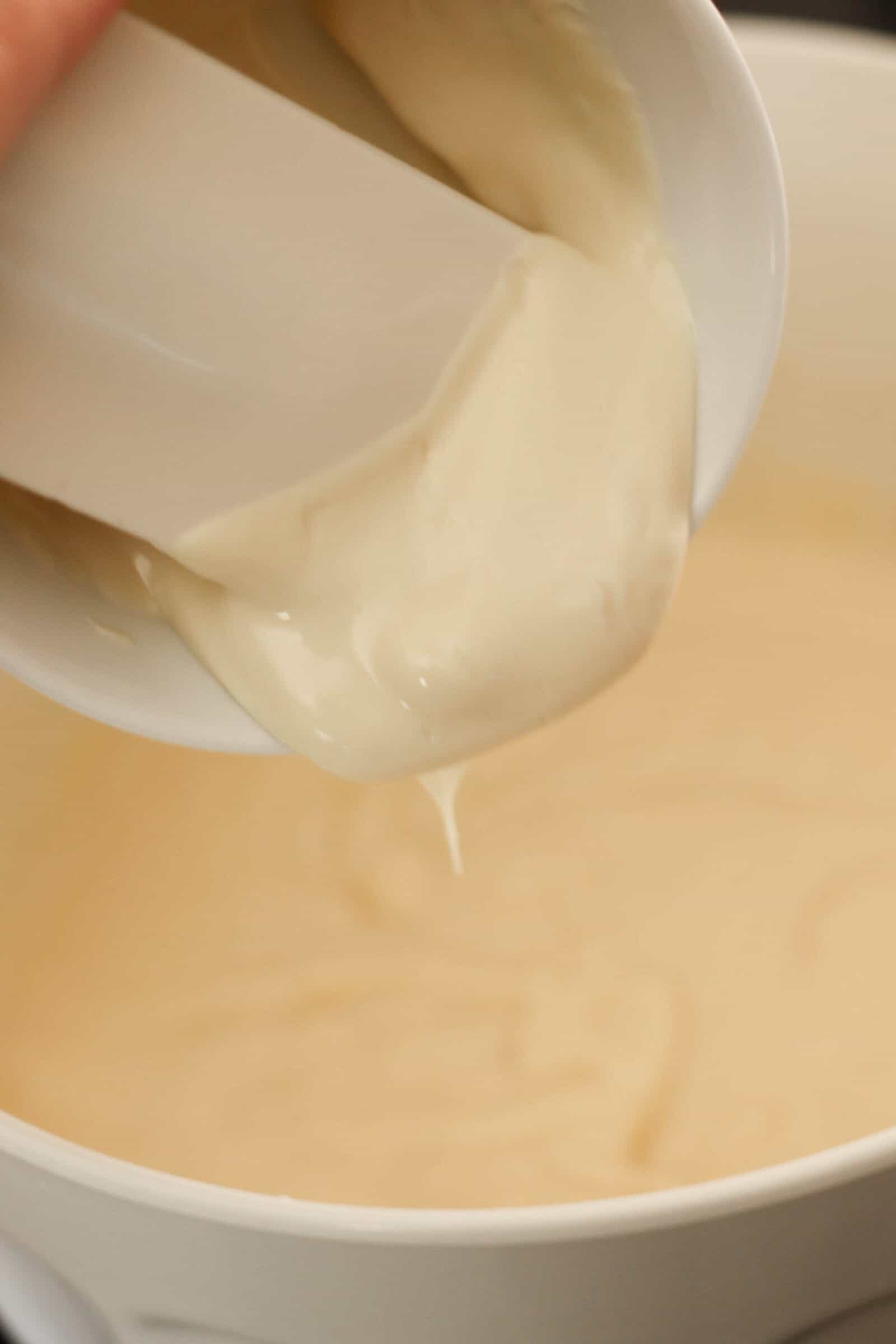 Cake Mix and pudding mixture in mixing bowl