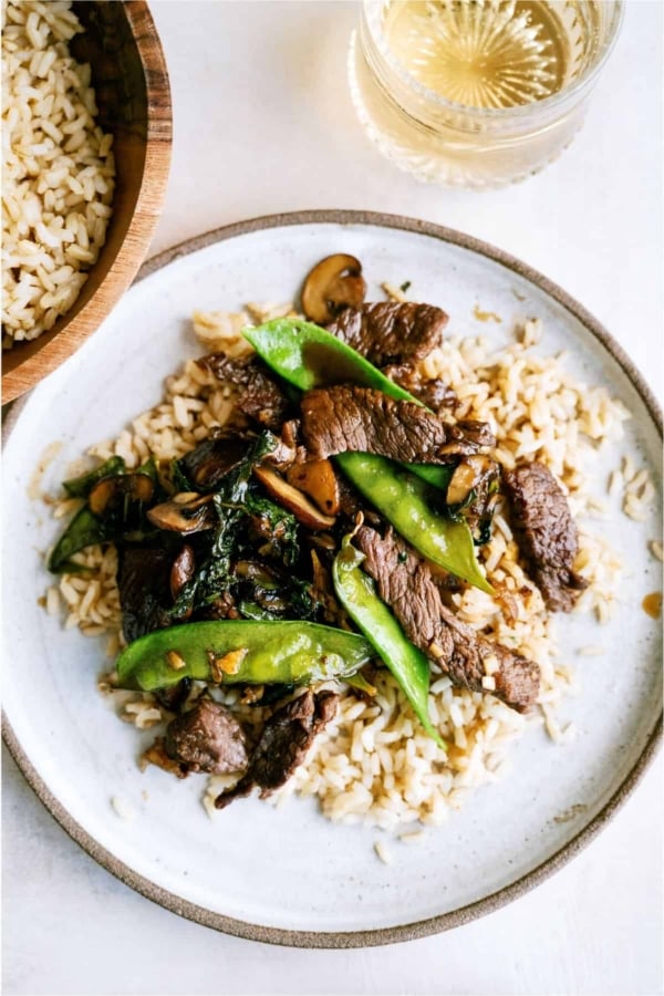 asian beef and snow peas