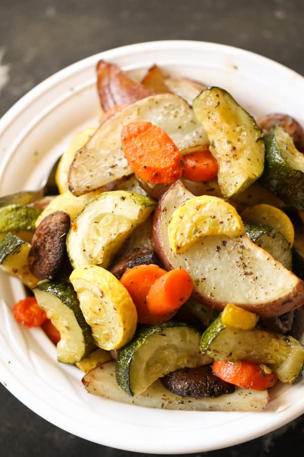 Best Italian Roasted Vegetables on a serving plate