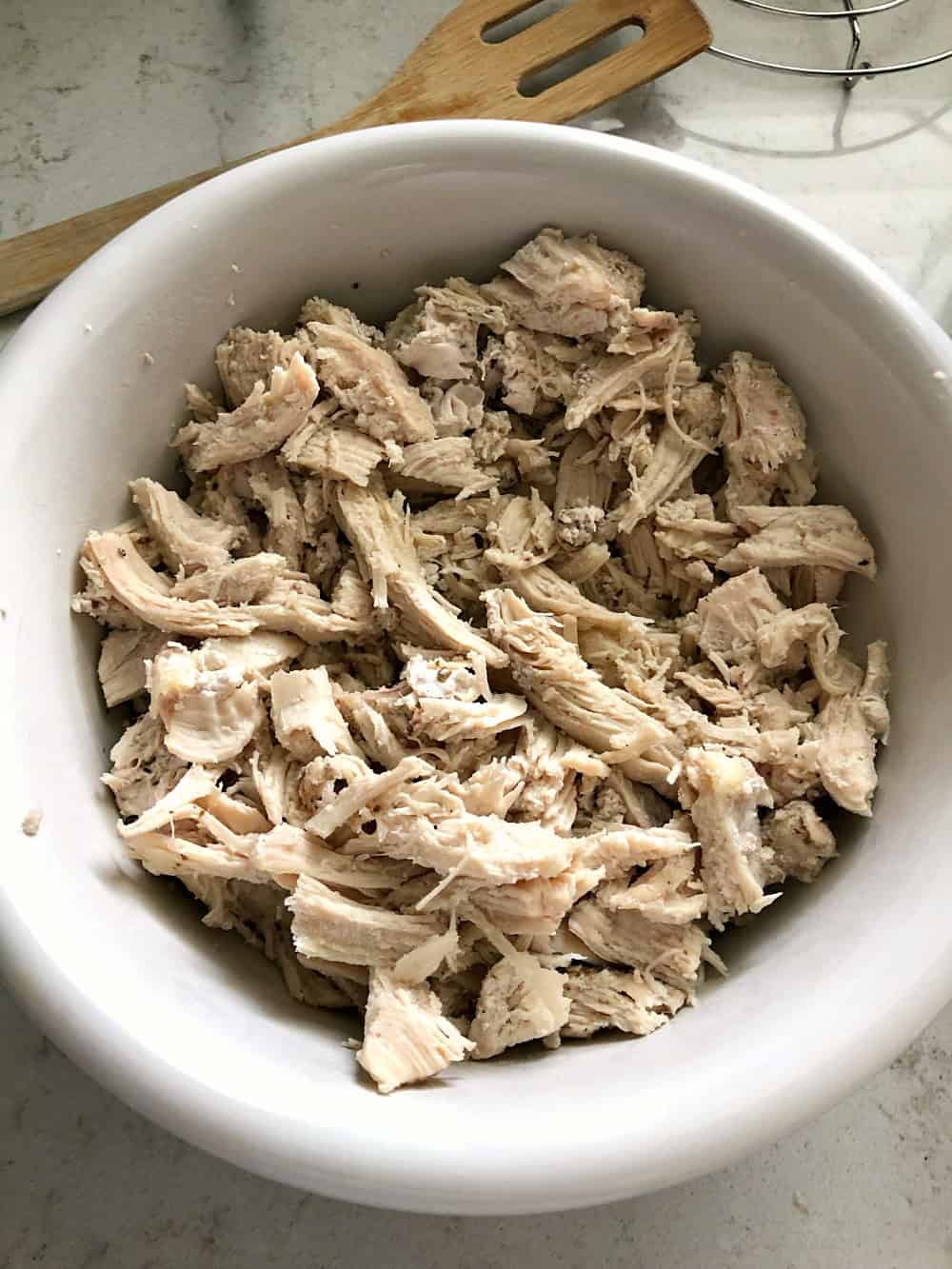 Shredded Chicken in a white bowl