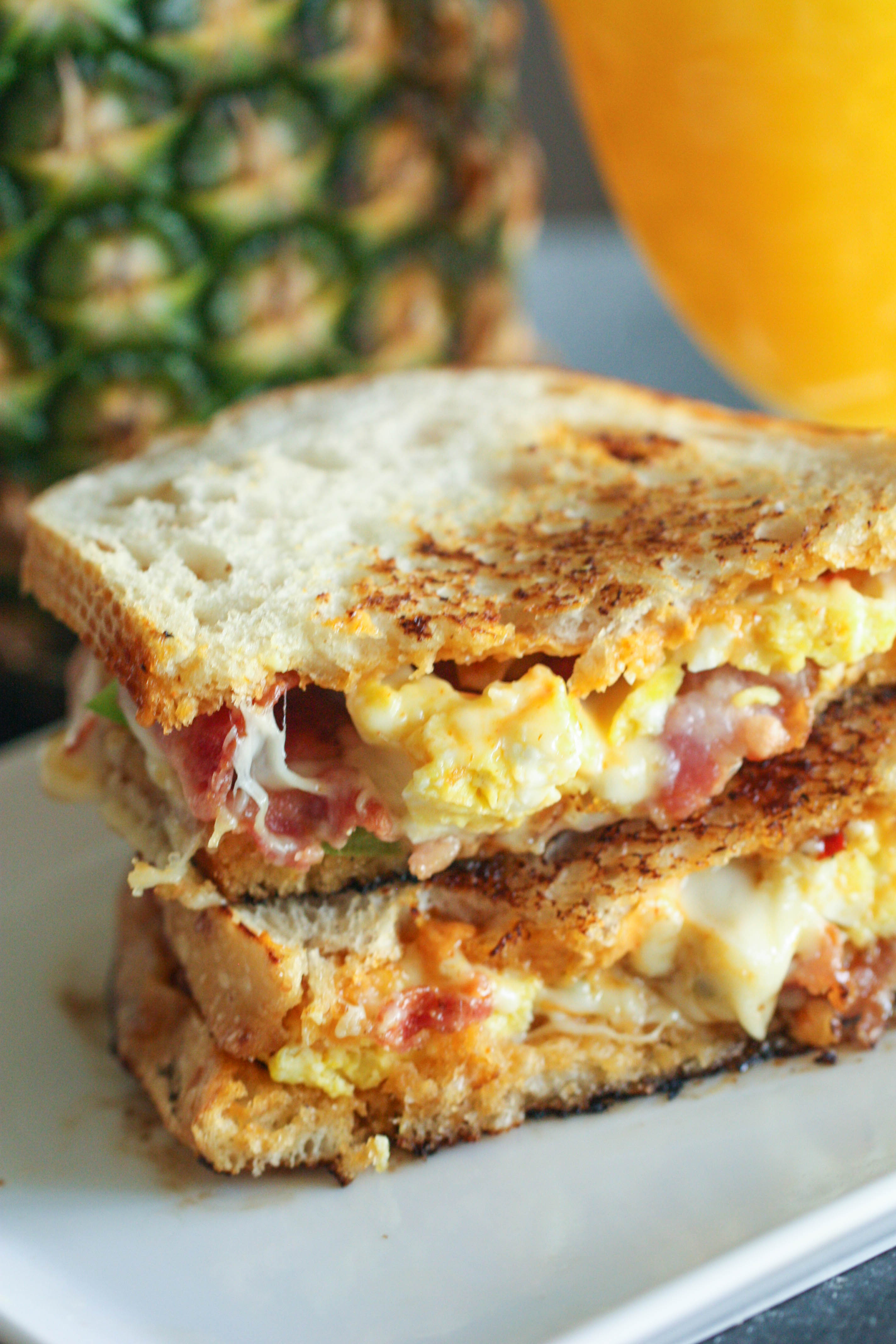 Close up of Breakfast Grilled Cheese Melt