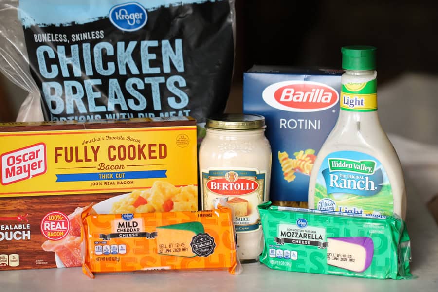 Ingredients for Chicken Bacon Ranch Pasta