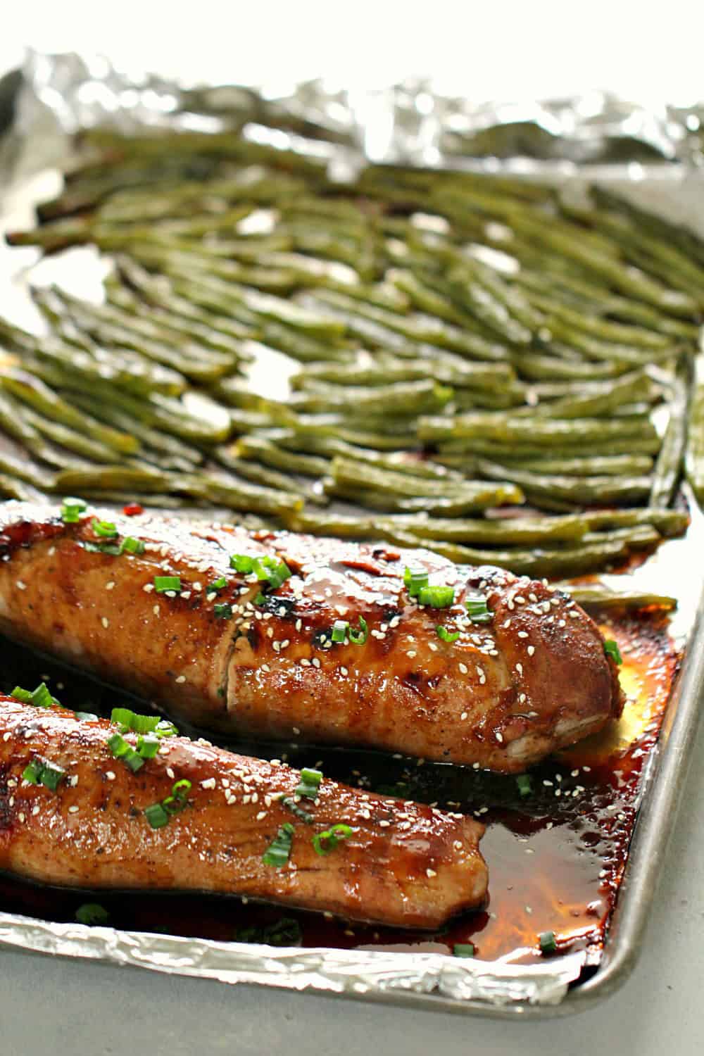 Sheet Pan Asian Pork Loin and Green Beans