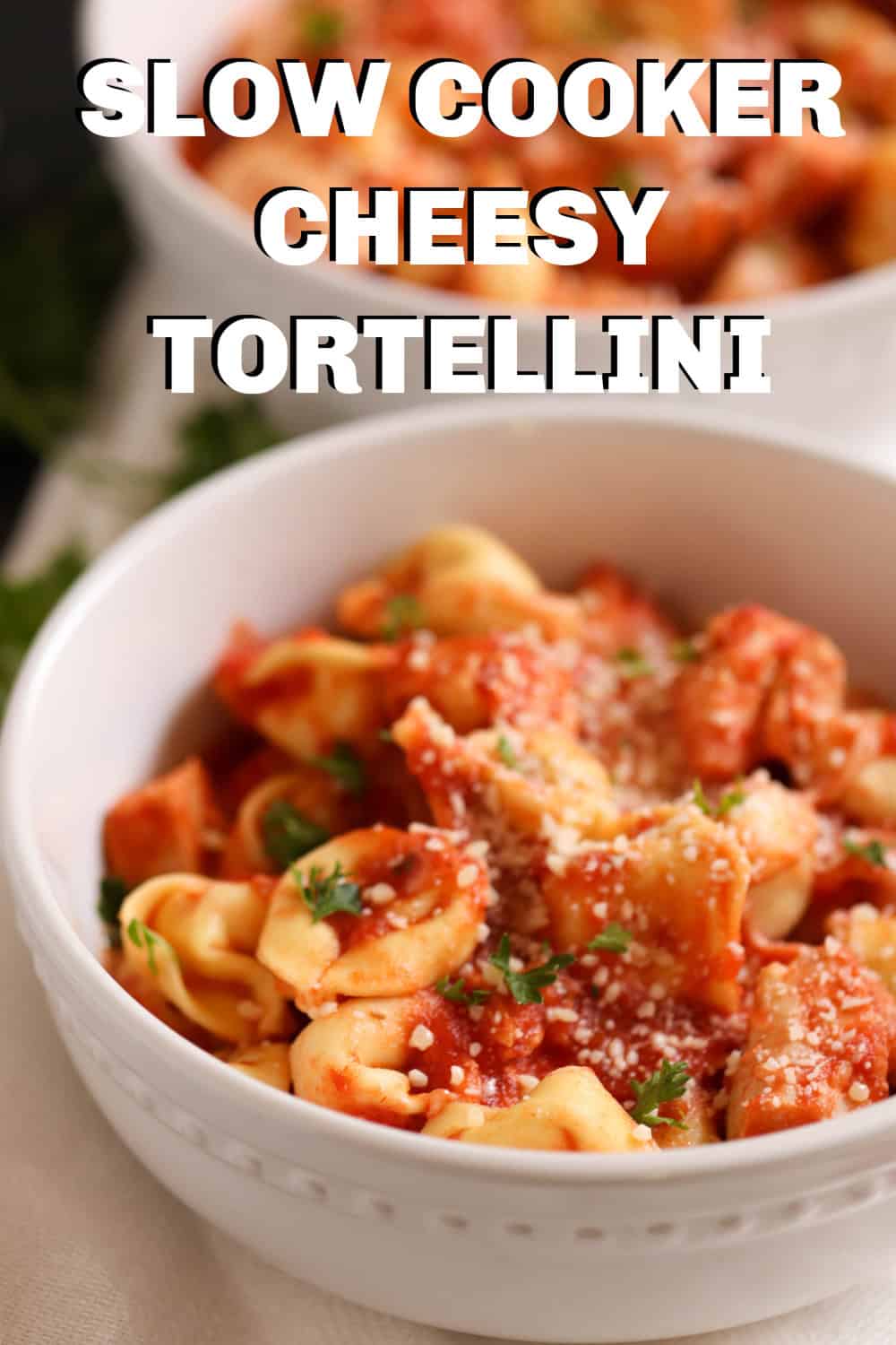 Slow Cooker Cheesy Chicken Tortellini
