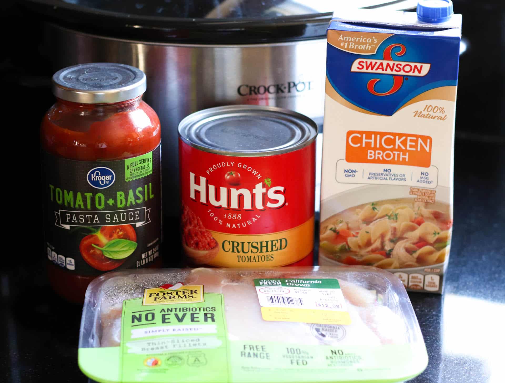 Ingredients for Slow Cooker Cheesy Chicken Tortellini