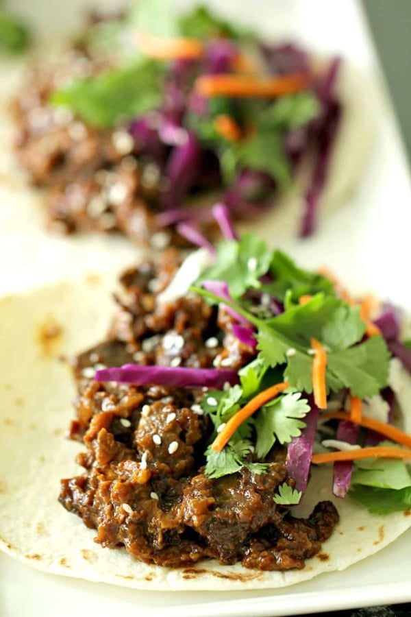 slow cooker korean beef tacos