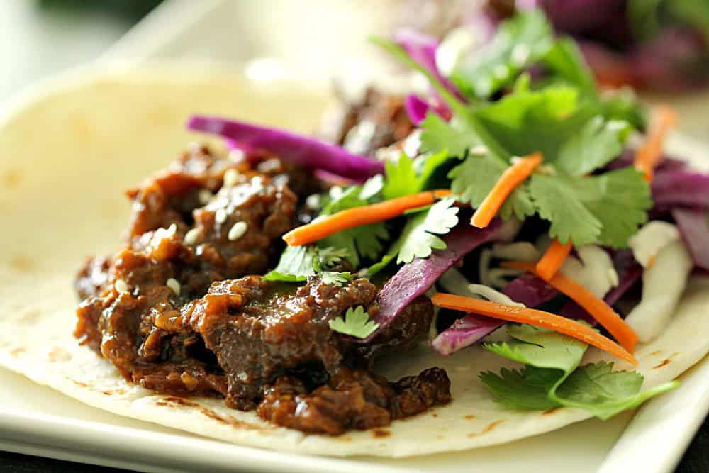 slow cooker korean beef tacos