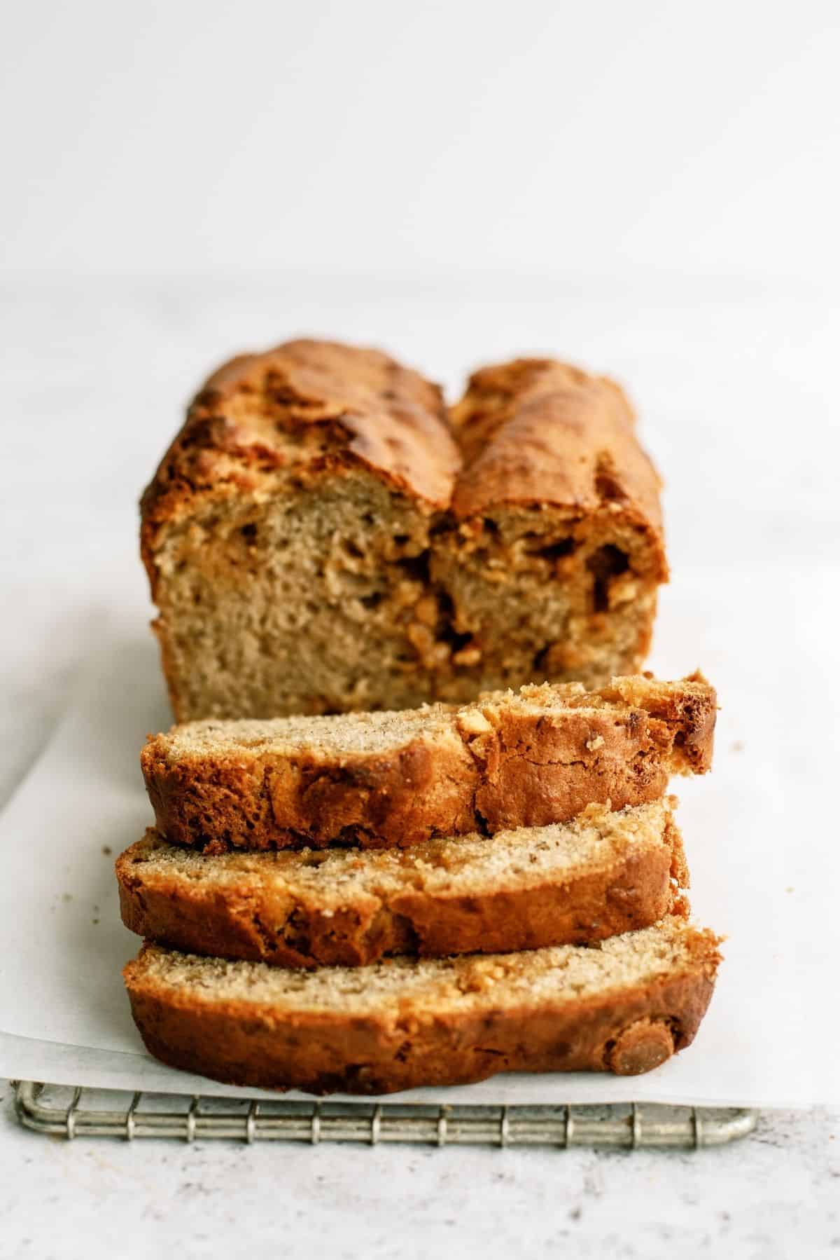 Butterscotch Banana Bread sliced.