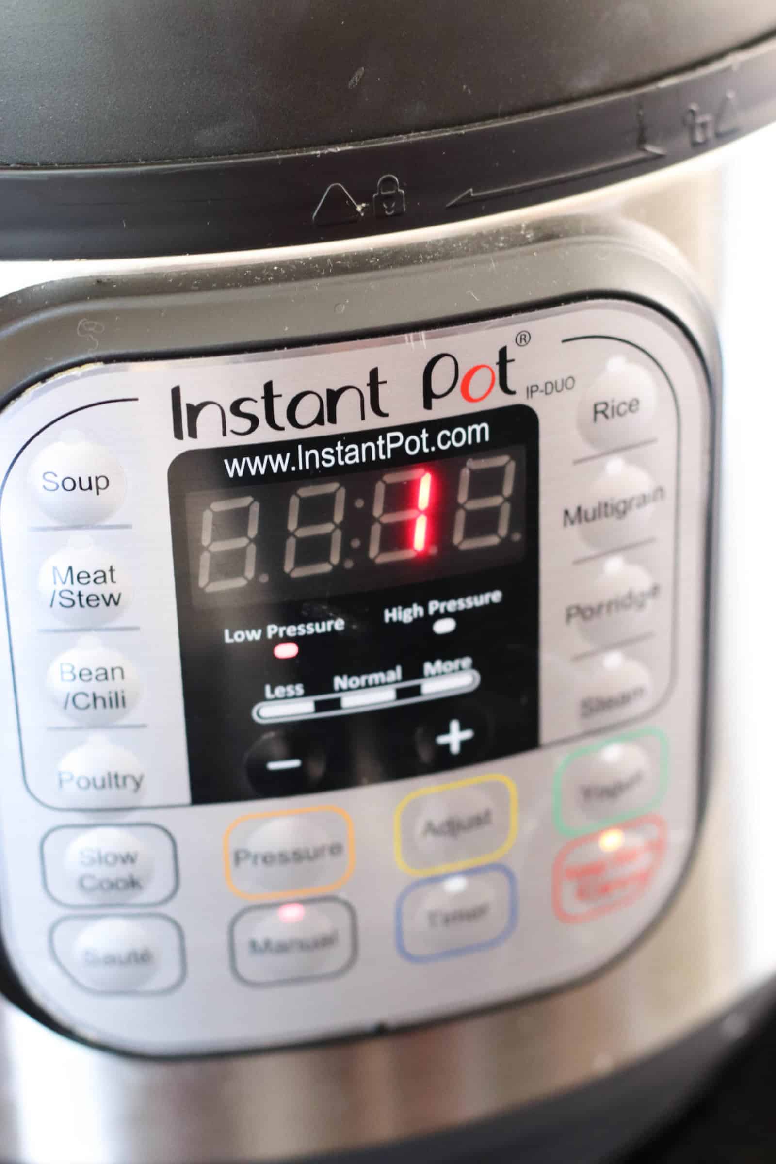 Instant Pot set to 1 minute