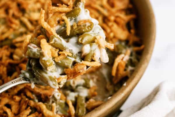 Classic Green Bean Casserole baked for six sisters