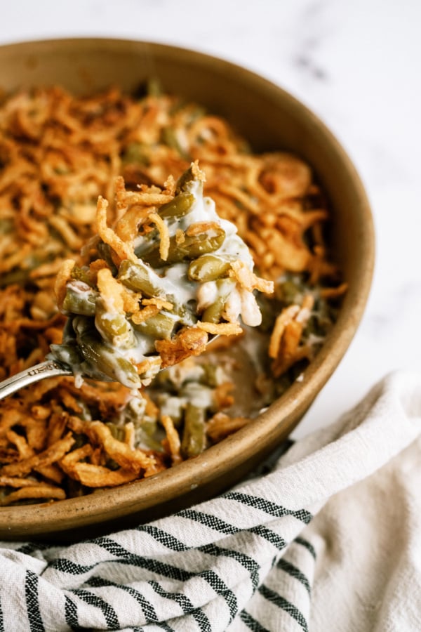 Classic Green Bean Casserole baked for six sisters
