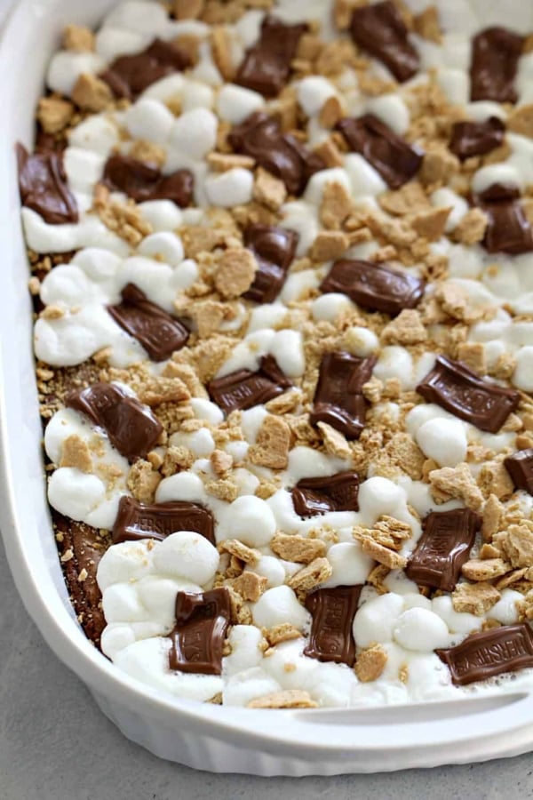 A pan of S'mores Brownies.