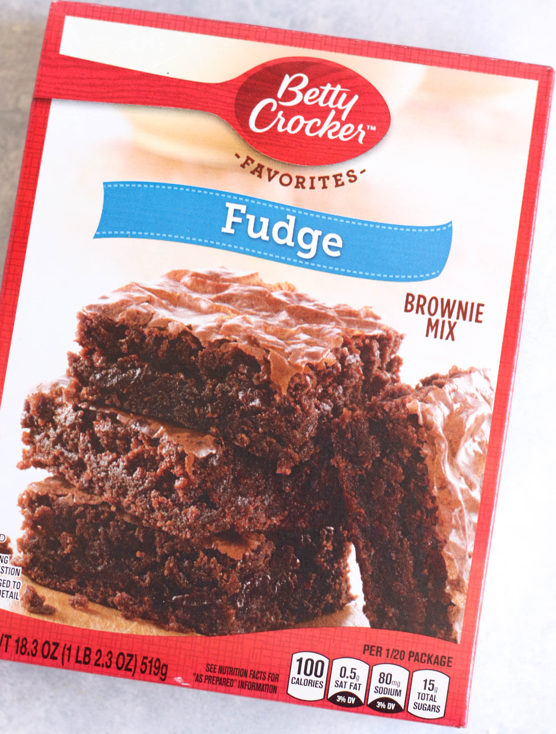 A box of Fudge Brownie Mix