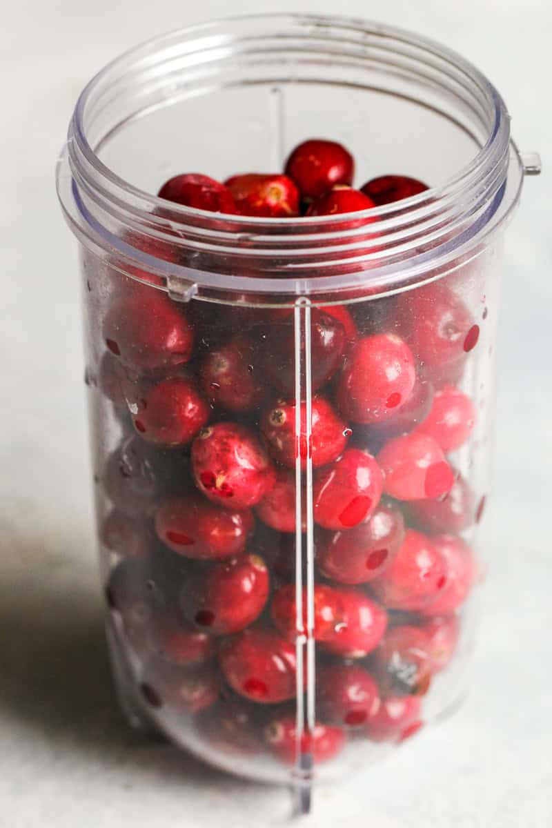 Cranberries in a blender