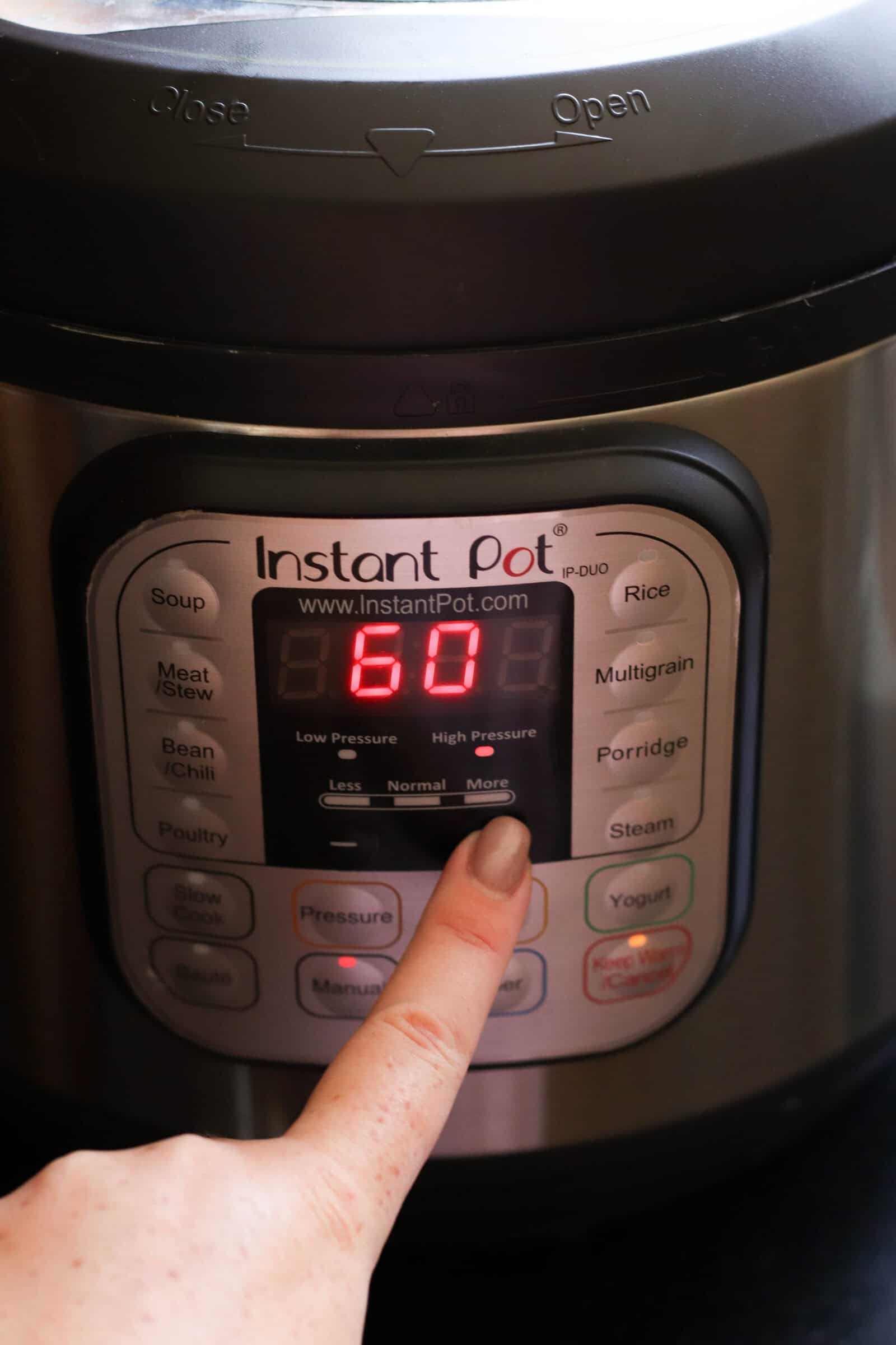 Instant Pot set to 60 minutes