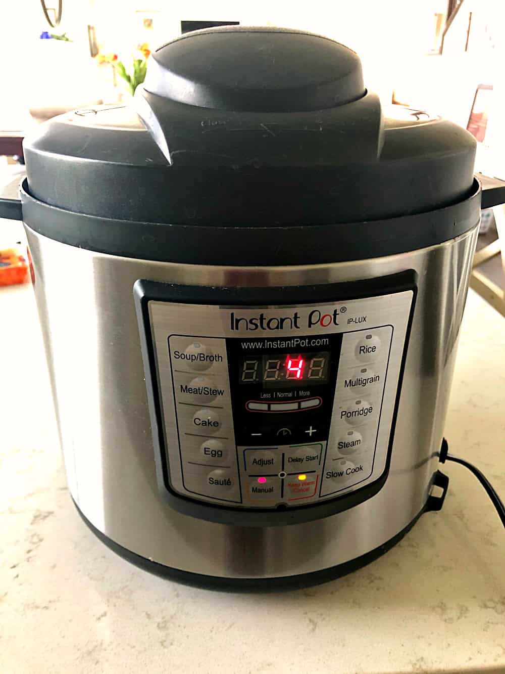 Instant pot set at 4 minutes cook time