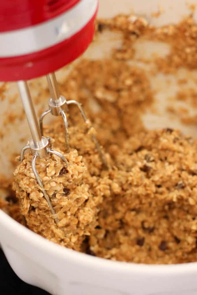 Ingredients mixed together with a hand mixer.