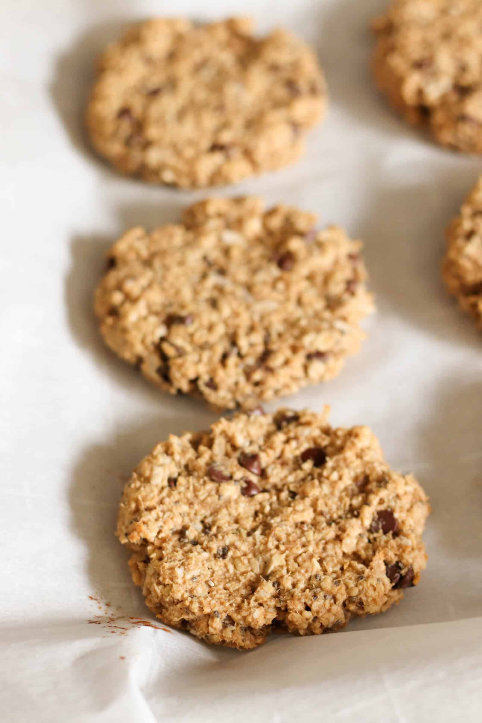 Close up of a Breakfast Cookie on parchment paper