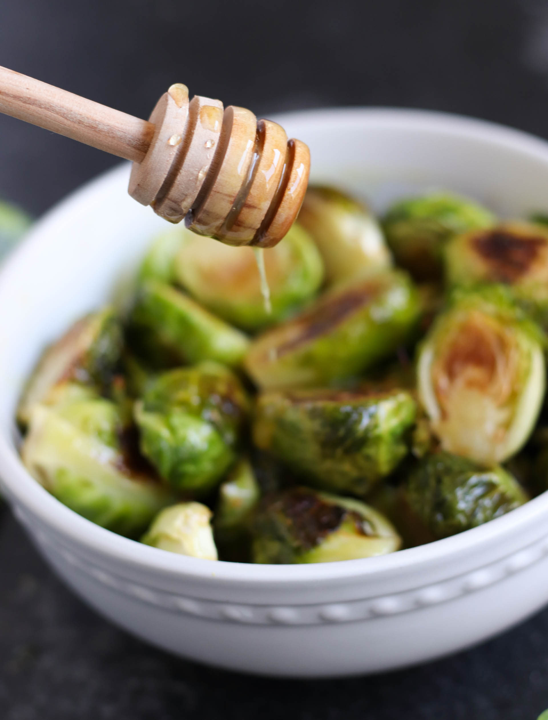 A bowl of Honey Dijon Brussels Sprouts