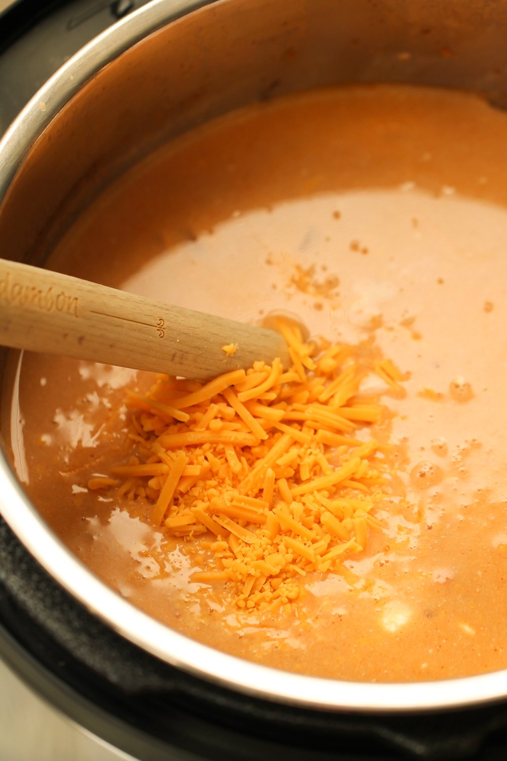 Shredded cheese added to the Instant Pot