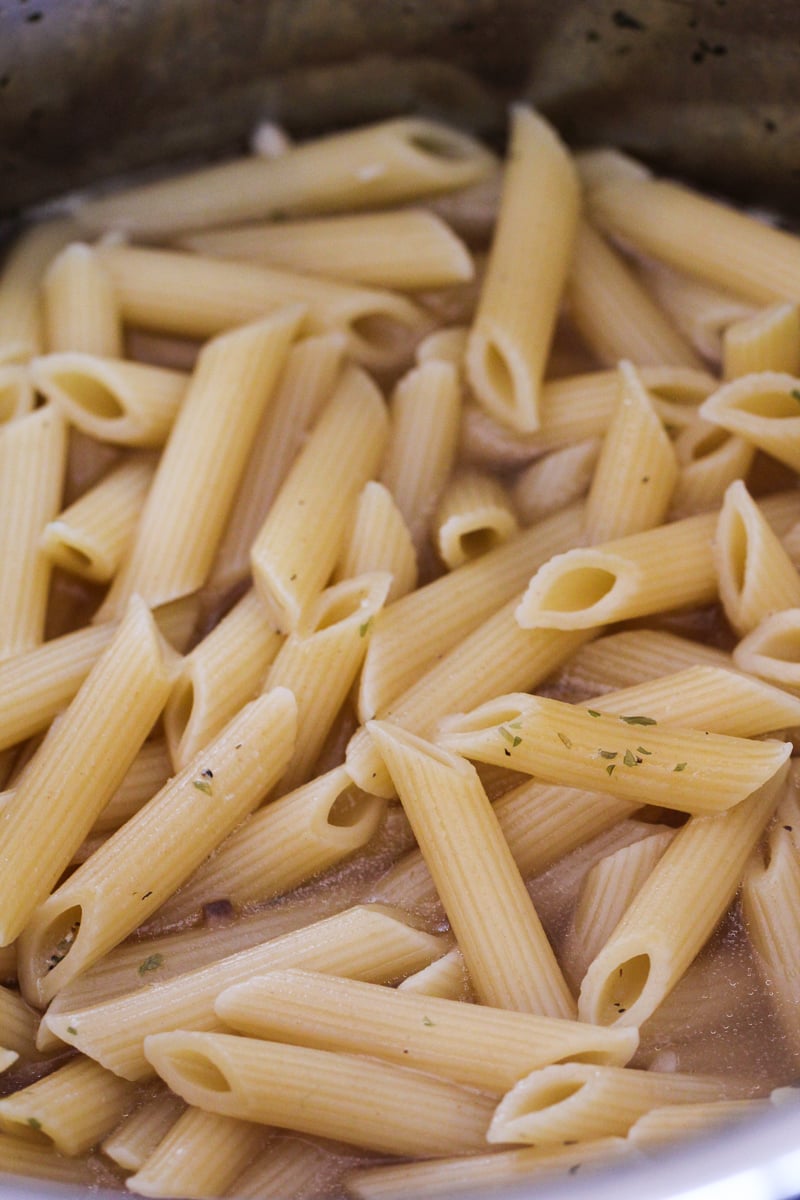 Cooked penne pasta