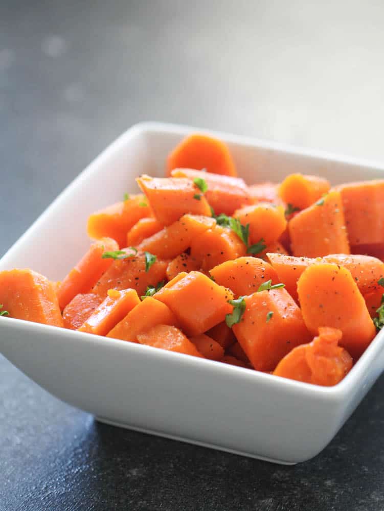 A bowl of Instant Pot Honey Glazed Carrots