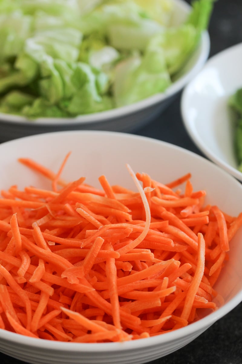 Shredded carrots in a bowl