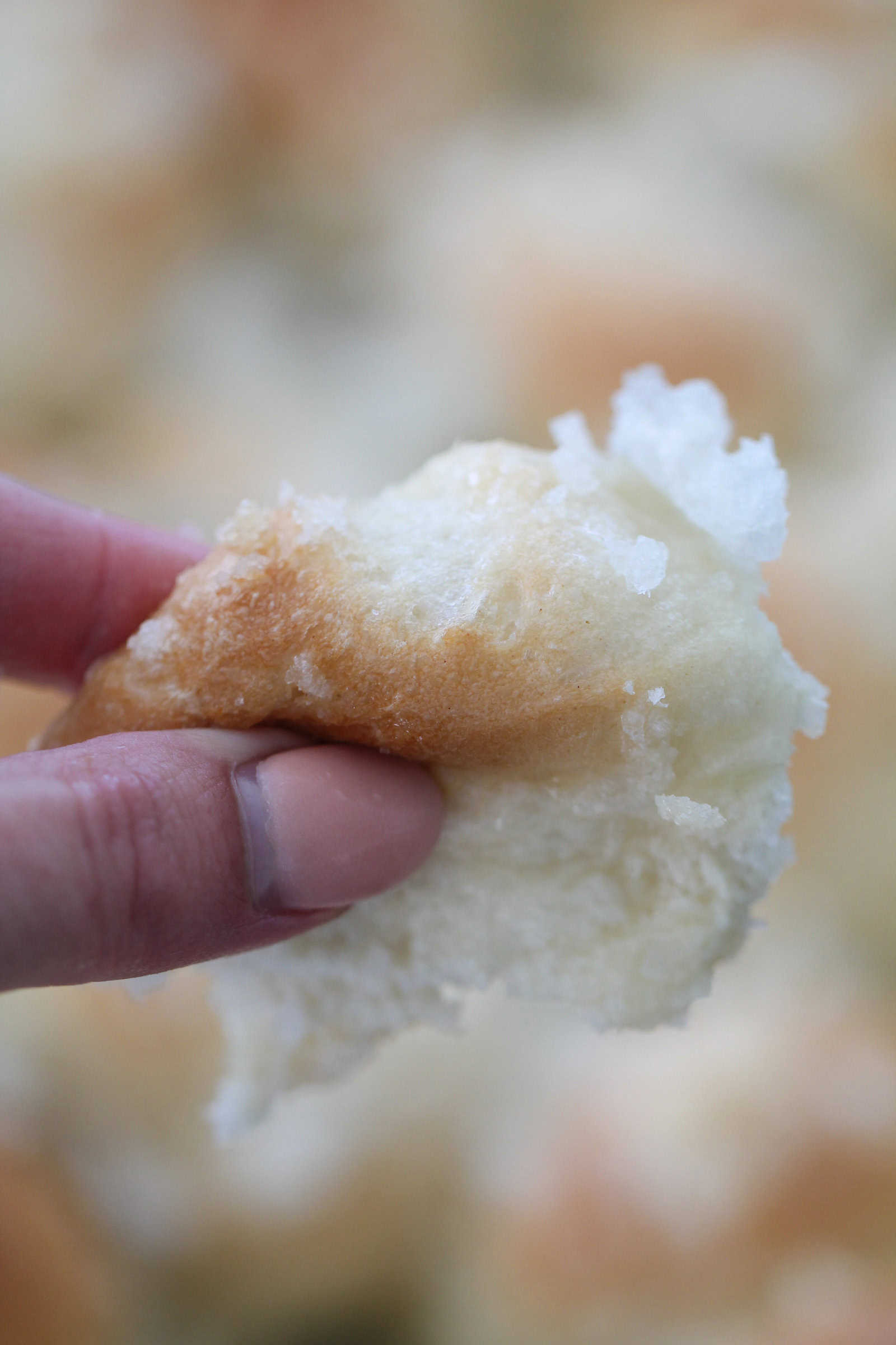 Close up of a piece of Easy Lemon Monkey Bread